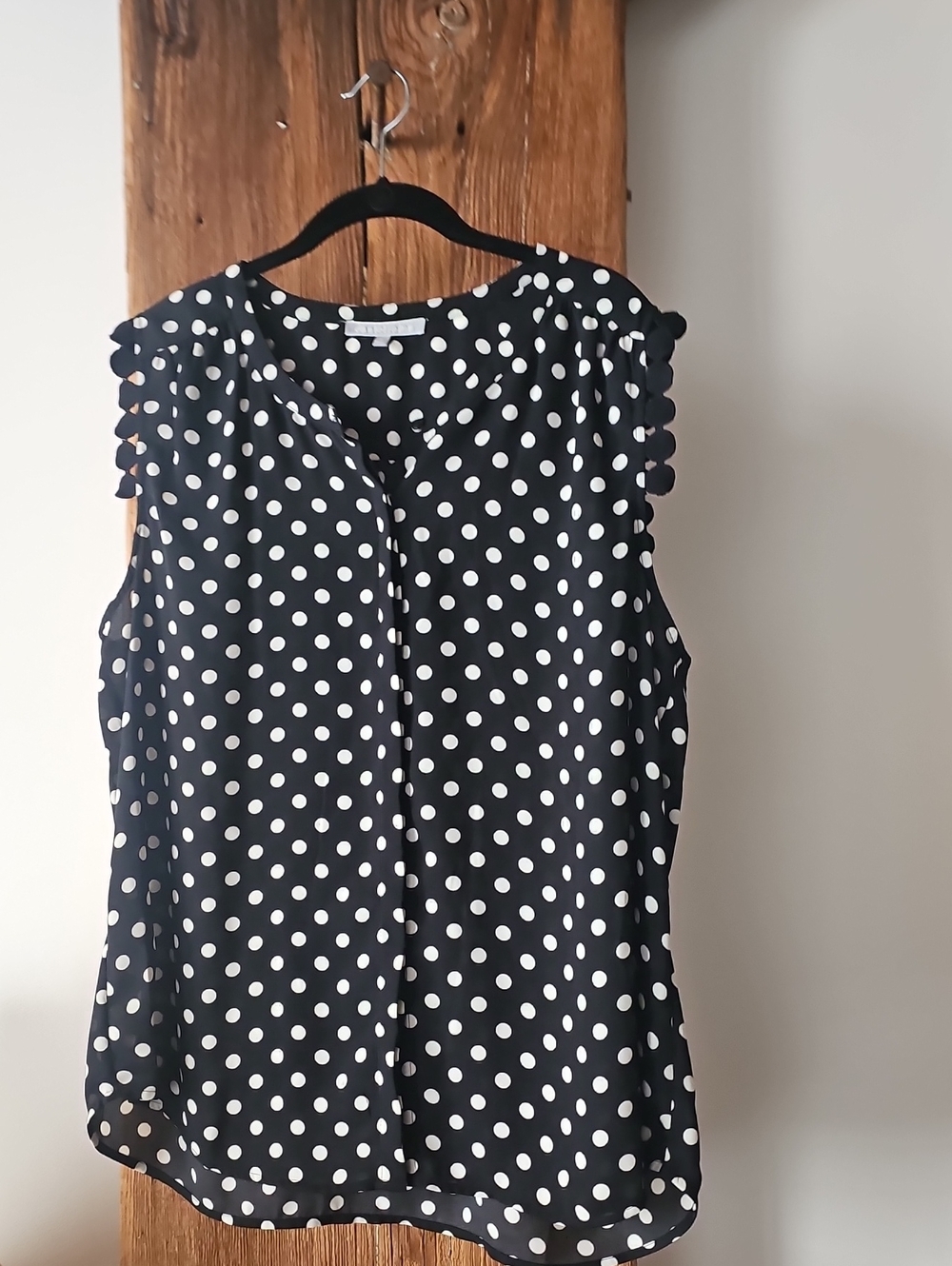 Daniel Rainn Black and White Polka Dot Sleeveless Blouse Sz XL EUC